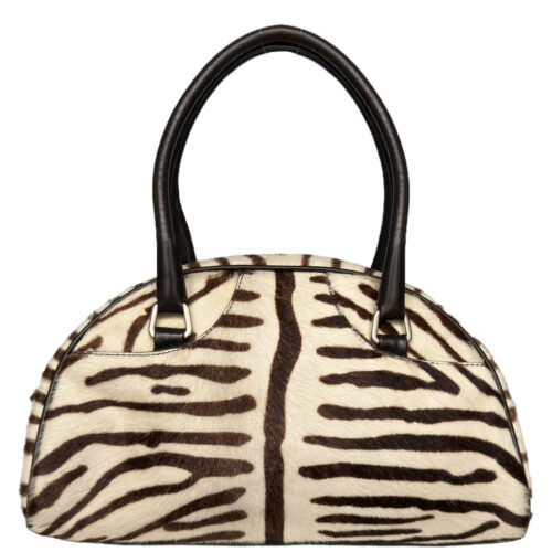 Vintage Prada Zebra Calfskin Bag in Cream / Brown | NITRYL