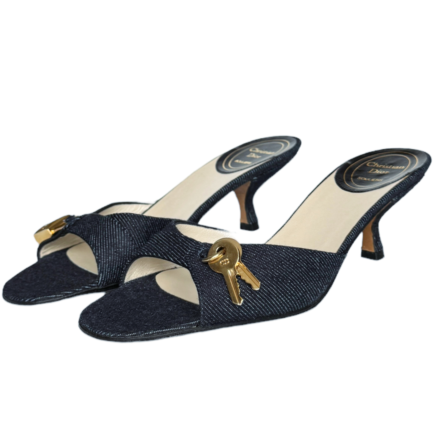 Buy Navy Blue Kolhapuri Heels In Satin With Gold Braiding And Button  Details By Sole House KALKI Fashion India