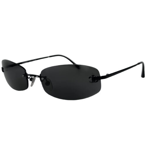Vintage Chanel Logo Rimless Oval Sunglasses in Black | NITRYL