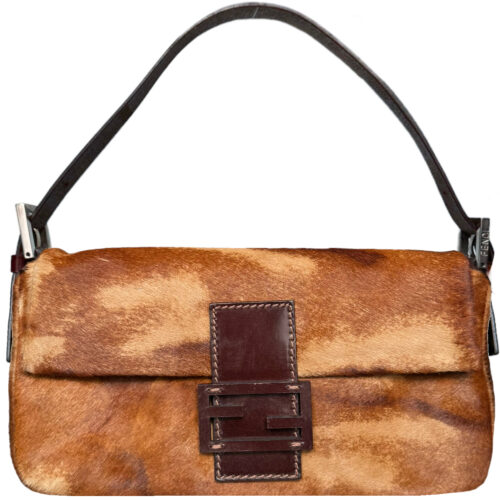 Vintage Fendi Mottled Calfskin Shoulder Baguette Bag in Brown | NITRYL