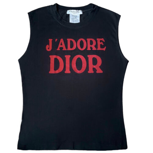 Vintage Dior J'Adore Spellout Tank Vest Top in Black / Red UK 12 | NITRYL