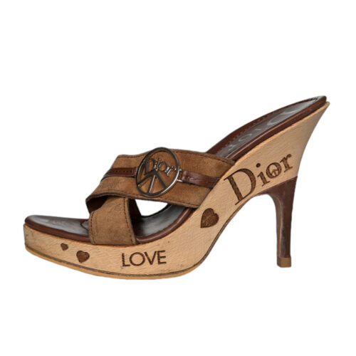 Vintage Dior Peace Logo Wooden Heels UK 4.5 | NITRYL