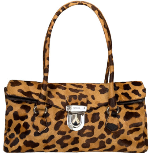 Vintage Prada Leopard Print Calfskin Shoulder Bag | NITRYL
