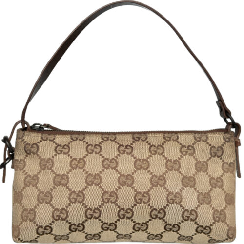Vintage Gucci Monogram Mini Shoulder Bag in Beige / Brown | NITRYL