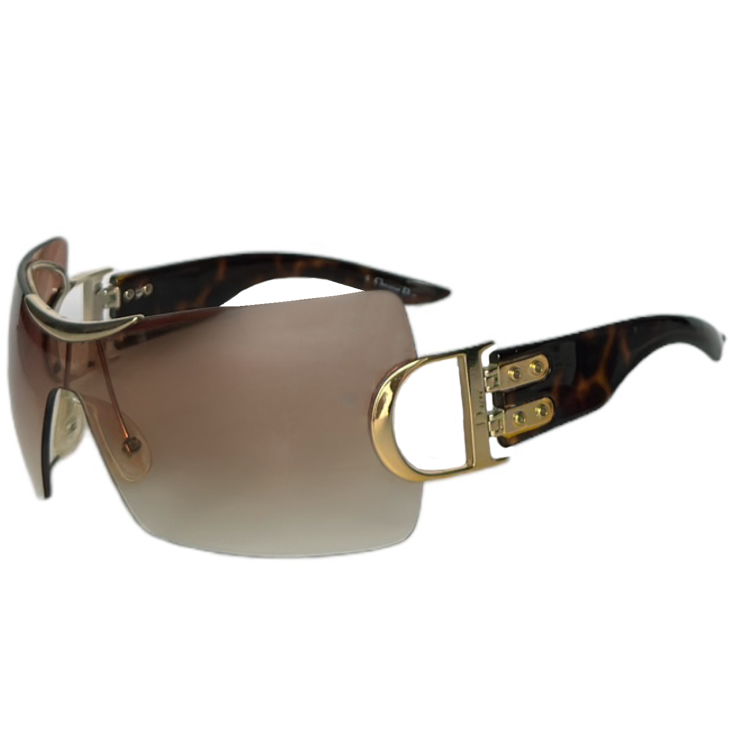 Vintage Dior Airspeed Rimless Wraparound Sunglasses in Tortoiseshell Brown / Gold | NITRYL