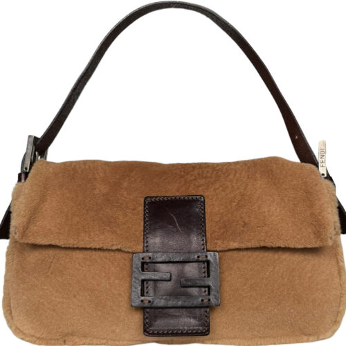 Vintage Fendi Fur Shoulder Baguette Bag in Brown | NITRYL