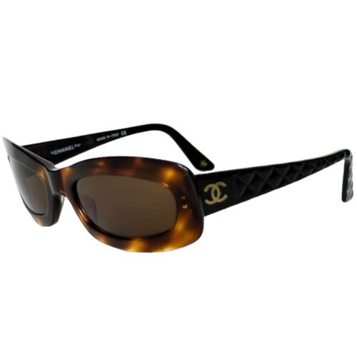 Vintage Chanel Logo Chunky Sunglasses in Tortoiseshell Brown / Gold | NITRYL