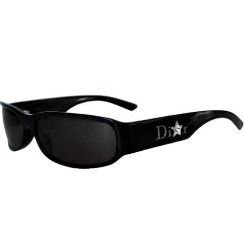 Vintage Dior Crystal Star Logo Sunglasses in Black / Silver | NITRYL