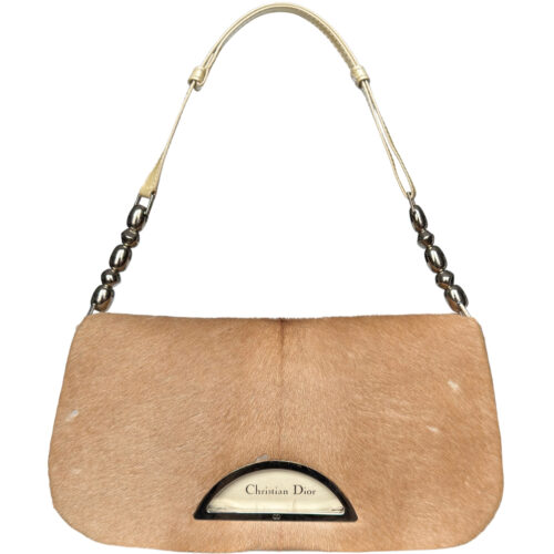 Vintage Dior Calfskin Malice Shoulder Bag in Beige | NITRYL