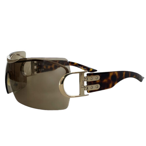 Vintage Dior Airspeed Oversized Wraparound Sunglasses in Tortoiseshell Brown / Khaki / Gold | NITRYL
