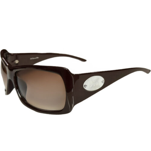 Vintage Dior Pearl Logo Oversized Wraparound Sunglasses in Brown | NITRYL