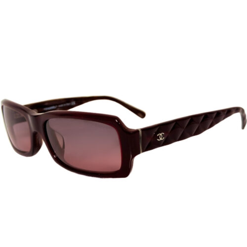 Vintage Chanel Logo Chunky Sunglasses in Maroon Red / Silver | NITRYL