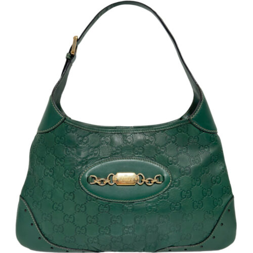 Vintage Gucci Monogram Hobo Jackie Shoulder Bag in Green / Gold | NITRYL