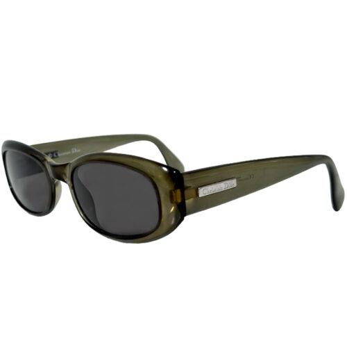 Vintage Dior Chunky Logo Sunglasses in Khaki Green / Silver | NITRYL