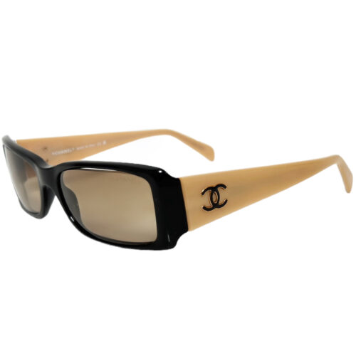 Vintage Chanel Logo Chunky Sunglasses in Beige / Black | NITRYL
